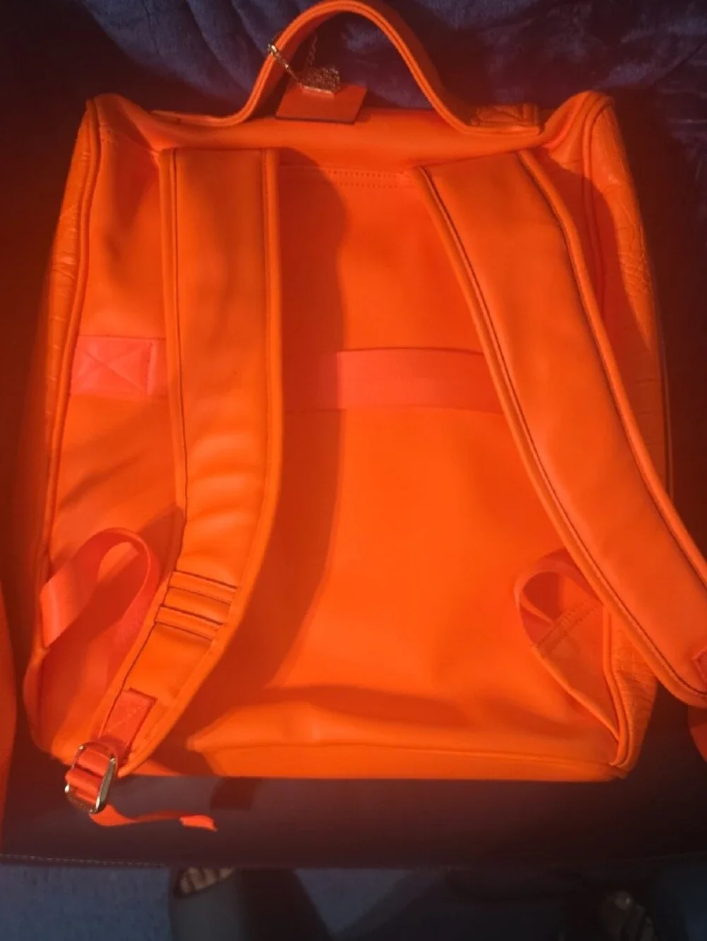 Orange Faux-Croc Tote and Travel Bag Set